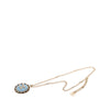 Secondhand Chanel CC Gold Plated Denim Leather Woven Chain Round Pendant Necklace