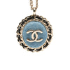 Secondhand Chanel CC Gold Plated Denim Leather Woven Chain Round Pendant Necklace