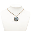 Secondhand Chanel CC Gold Plated Denim Leather Woven Chain Round Pendant Necklace