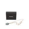 Secondhand Chanel CC Gold Plated Denim Leather Woven Chain Round Pendant Necklace