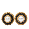 Chanel Gold Plated Resin and Faux Pearl Chain Disc Clip On Earrings Secondhand