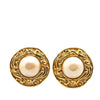 Secondhand Chanel Gold Plated Round Faux Pearl Clip on Earrings