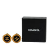 Chanel CC Gold Plated Enamel Round Clip On Earrings Secondhand