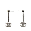 Chanel CC Brass and Strass Swing Push Back Earrings Secondhand