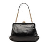 Chanel Glazed Calfskin Kiss Lock Frame Shoulder Bag Secondhand