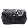 Secondhand Saint Laurent Medium Chevron Sheepskin Monogram College Punk Shoulder Bag