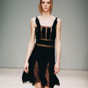 second hand Prada Black Dress with Semi-Sheer Silk Chiffon Paneling - '00s