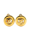 Chanel CC Gold Plated Round Clip On Earrings Secondhand
