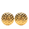 Chanel CC Quilted Gold Plated Round Clip On Earrings Secondhand