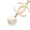 Chanel Gold Plated CC Rhinestone Faux Pearl Pendant Necklace Secondhand