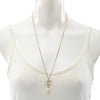 Chanel Gold Plated CC Rhinestone Faux Pearl Pendant Necklace Secondhand