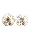 Chanel Gold Plated Strass Faux Pearl Coco Logo Disc Pushback Earrings Secondhand