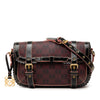 LOEWE Sequin Trimmed Anagram PVC Coated Canvas Double Buckle Flap Shoulder Bag Secondhand