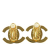 Chanel Gold Plated CC Turn Lock Clip on Earrings Secondhand