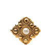 Chanel Gold Plated Rhombus Faux Pearl Brooch Secondhand