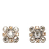 Chanel Brass Floral Strass Push Back Earrings Secondhand