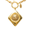 Chanel CC Gold Plated Diamond Shape Pendant Necklace Secondhand