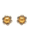 Chanel CC Bicolor Brass Flower Clip On Earrings Secondhand