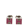 Secondhand Hermès Palladium Plated Enamel Cage dH Cube Push Back Earrings