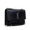 Saint Laurent Medium Croc Embossed Calfskin Sunset Flap Crossbody Secondhand