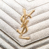 Saint Laurent Metallic Crackled Chevron Calfskin Monogram Envelope Chain Wallet Secondhand