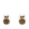 Chanel CC Gold Plated Bow Bullet Back Earrings Secondhand