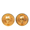 Chanel Gold Plated CC Quilted Round Clip On Earrings Secondhand