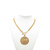 Chanel CC Gold Plated Crest Medallion Pendant Necklace Secondhand