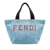 Fendi Mini Denim Embroidered Logo Tote Secondhand