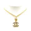 Chanel Gold Plated CC Pendant Rhinestones Necklace Secondhand