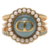 Secondhand Dior Gold Plated Resin Faux Pearl Strass CD Logo Ring