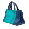 Prada Small Bicolor Canvas Canapa Logo Tote Secondhand