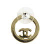 Chanel CC Gold Plated Strass Round Bullet Back Earrings Secondhand