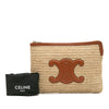 Celine Raffia Cuir Triomphe Zip Pouch Secondhand