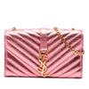 Saint Laurent Small Chevron Metallic Calfskin Monogram Envelope Bag Secondhand
