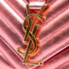 Saint Laurent Small Chevron Metallic Calfskin Monogram Envelope Bag Secondhand