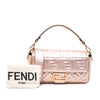 Fendi Zucca Embossed Metallic Leather Baguette Satchel Secondhand