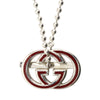 Gucci Sterling Silver Lacquered Interlocking G Pendant Ball Chain Necklace Secondhand