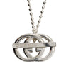 Gucci Sterling Silver Lacquered Interlocking G Pendant Ball Chain Necklace Secondhand