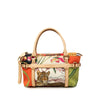 Ferragamo Printed Satin and Leather Fiera Satchel Secondhand
