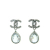 Chanel CC Brass Strass Teardrop Drop Push Back Earrings Secondhand