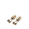 Chanel CC Gold Plated Enamel and Faux Pearl Classic Flap Bag Drop Earrings Secondhand