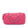 Chanel CC Quilted Lambskin Double Zip Clutch On Chain Secondhand