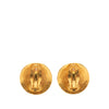 Chanel CC Gold Plated Grapevine Round Clip On Earrings Secondhand
