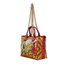 Secondhand Dolce & Gabbana Snakeskin Embossed Leather Trimmed Canvas Carretto Print Capri Tote