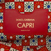 Dolce & Gabbana Snakeskin Embossed Leather Trimmed Canvas Carretto Print Capri Tote Secondhand