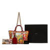 Dolce & Gabbana Snakeskin Embossed Leather Trimmed Canvas Carretto Print Capri Tote Secondhand