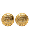 Chanel CC Gold Plated Logo Round Clip On Earrings Secondhand