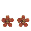 Secondhand Chanel Gold Plated and Resin CC Flower Push Back Earrings