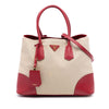 Prada Large Canapa and Saffiano Double Satchel Secondhand